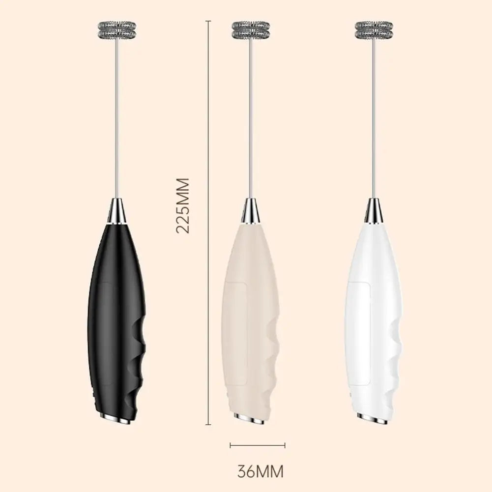 Electric Milk Frother Battery-Powered Handheld Foamer Coffee Cream