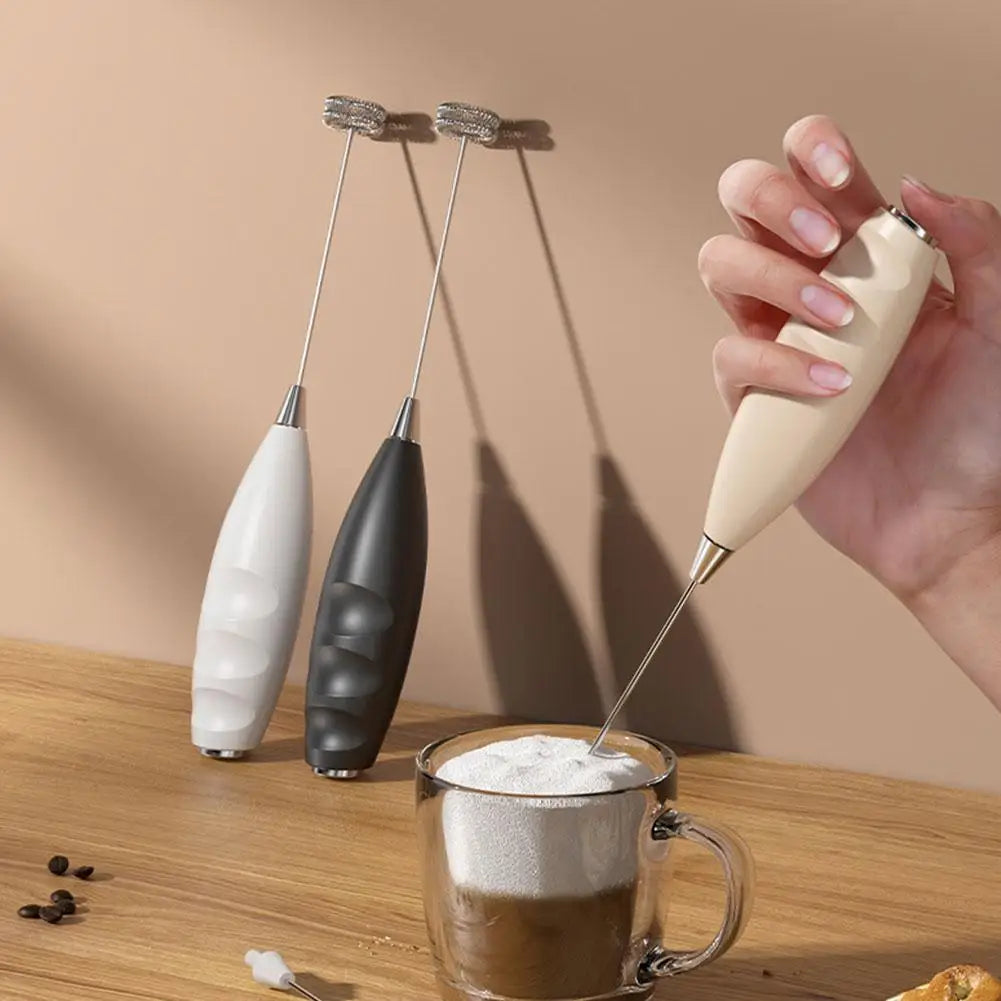 Electric Milk Frother Battery-Powered Handheld Foamer Coffee Cream