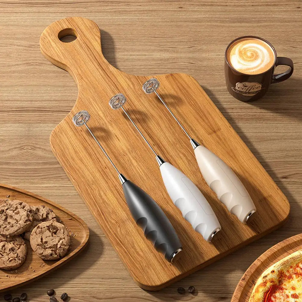 Electric Milk Frother Battery-Powered Handheld Foamer Coffee Cream