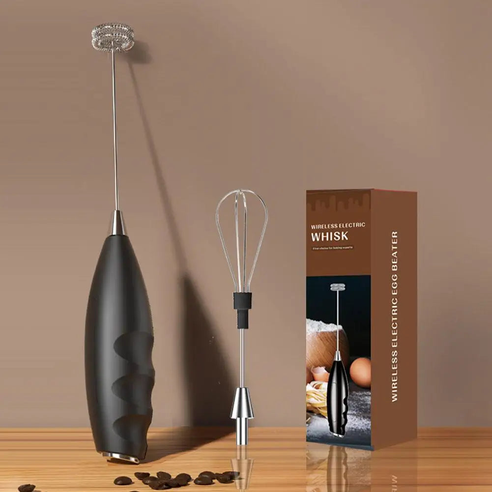 Electric Milk Frother Battery-Powered Handheld Foamer Coffee Cream