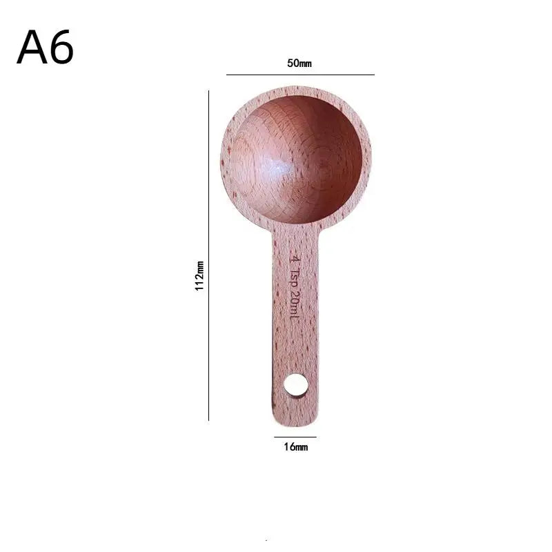 Wooden Measuring Spoon Beech Walnut Material 7.5-45ML Non-Toxic Portable Kitchen Tool for Daily Cooking Baking DIY Dessert