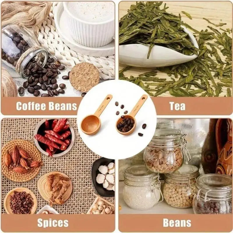 Wooden Measuring Spoon Beech Walnut Material 7.5-45ML Non-Toxic Portable Kitchen Tool for Daily Cooking Baking DIY Dessert