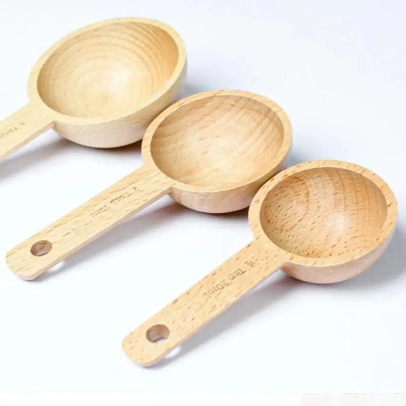 Wooden Measuring Spoon Beech Walnut Material 7.5-45ML Non-Toxic Portable Kitchen Tool for Daily Cooking Baking DIY Dessert