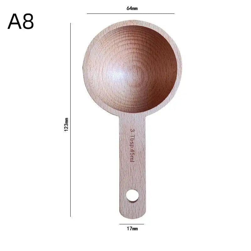 Wooden Measuring Spoon Beech Walnut Material 7.5-45ML Non-Toxic Portable Kitchen Tool for Daily Cooking Baking DIY Dessert