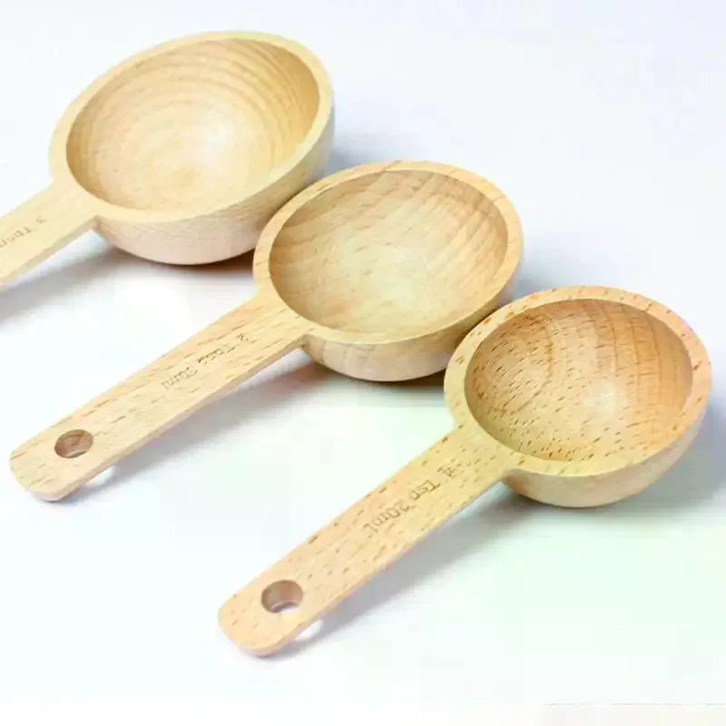 Wooden Measuring Spoon Beech Walnut Material 7.5-45ML Non-Toxic Portable Kitchen Tool for Daily Cooking Baking DIY Dessert