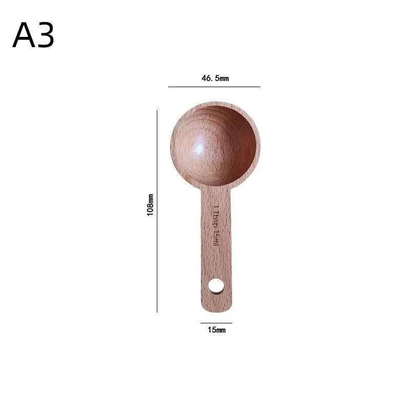 Wooden Measuring Spoon Beech Walnut Material 7.5-45ML Non-Toxic Portable Kitchen Tool for Daily Cooking Baking DIY Dessert