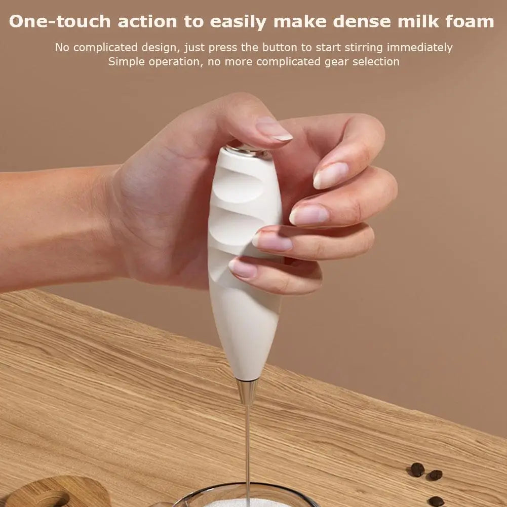 Electric Milk Frother Battery-Powered Handheld Foamer Coffee Cream