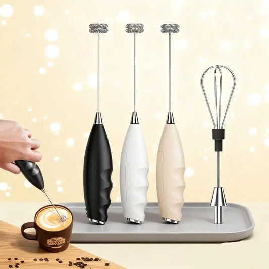 Electric Milk Frother Battery-Powered Handheld Foamer Coffee Cream